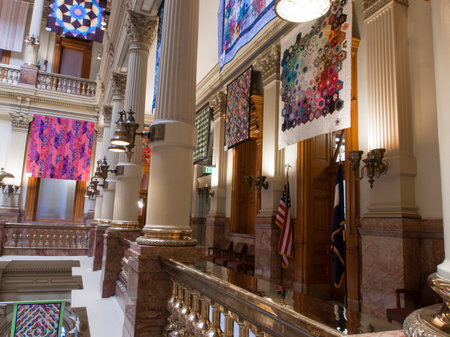 Capitol quilt show 2011. A view of the interior of the Colorado State Capitol in Denver. Designed by Elijah E. Myers, construction on the Classical Revival structure started in 1886 and lasted for 15 years, though many offices were occupied by 1894. The Cのeditorial素材