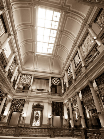 Capitol quilt show 2011. A view of the interior of the Colorado State Capitol in Denver. Designed by Elijah E. Myers, construction on the Classical Revival structure started in 1886 and lasted for 15 years, though many offices were occupied by 1894. The Cのeditorial素材