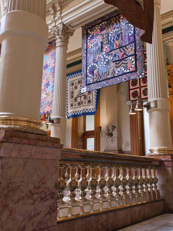 Capitol quilt show 2011. A view of the interior of the Colorado State Capitol in Denver. Designed by Elijah E. Myers, construction on the Classical Revival structure started in 1886 and lasted for 15 years, though many offices were occupied by 1894. The Cのeditorial素材