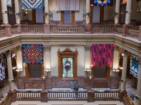 Capitol quilt show 2011. A view of the interior of the Colorado State Capitol in Denver. Designed by Elijah E. Myers, construction on the Classical Revival structure started in 1886 and lasted for 15 years, though many offices were occupied by 1894. The Cのeditorial素材