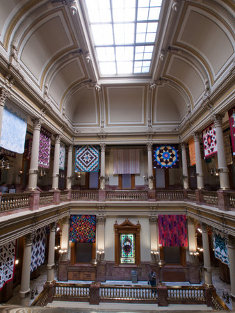 Capitol quilt show 2011. A view of the interior of the Colorado State Capitol in Denver. Designed by Elijah E. Myers, construction on the Classical Revival structure started in 1886 and lasted for 15 years, though many offices were occupied by 1894. The Cのeditorial素材