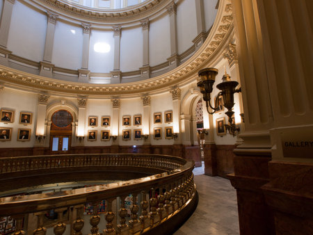 Capitol quilt show 2011. A view of the interior of the Colorado State Capitol in Denver. Designed by Elijah E. Myers, construction on the Classical Revival structure started in 1886 and lasted for 15 years, though many offices were occupied by 1894. The Cのeditorial素材