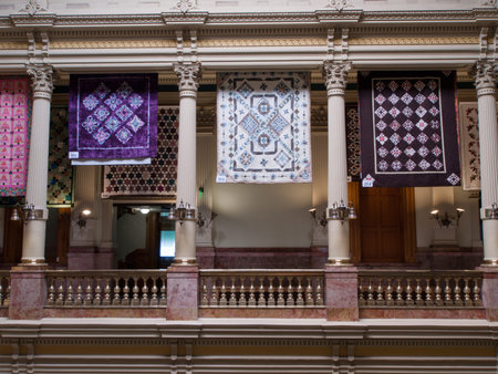 Capitol quilt show 2011. A view of the interior of the Colorado State Capitol in Denver. Designed by Elijah E. Myers, construction on the Classical Revival structure started in 1886 and lasted for 15 years, though many offices were occupied by 1894. The Cのeditorial素材