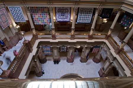 Capitol quilt show 2011. A view of the interior of the Colorado State Capitol in Denver. Designed by Elijah E. Myers, construction on the Classical Revival structure started in 1886 and lasted for 15 years, though many offices were occupied by 1894. The Cのeditorial素材