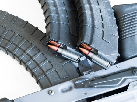 Custom painted AK-47 with a 30 round magazine and a folding stock.のeditorial素材