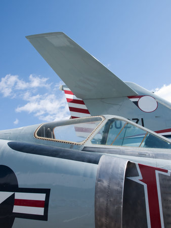 Old jet fighter of the US Air Force in Wing Over the Rockies Air and Space Museum, Denver, Colorado.