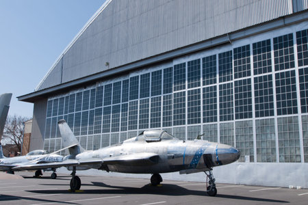 Old jet fighter of the US Air Force in Wing Over the Rockies Air and Space Museum, Denver, Colorado.