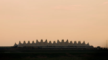 Denver International Airport  at night.のeditorial素材