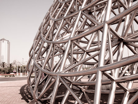 Contemporary sundial sculpture in Shanghai, China.のeditorial素材