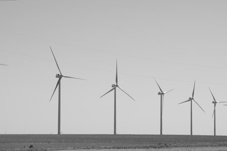Wind turbines farm in Eastern Colorado.のeditorial素材