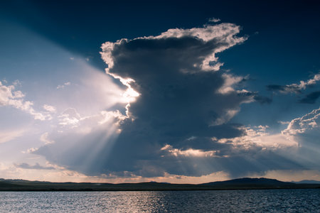 Sunset on the  Eleven Mile Reservoir, Colorado.の写真素材