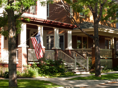 House in new urbanism development of Prospect project in Longmont, Colorado.のeditorial素材