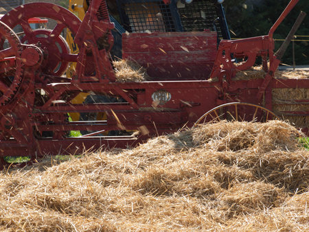 Old farm equipment on the display at the Yesteryear Farm Show in Longmont, Colorado.のeditorial素材