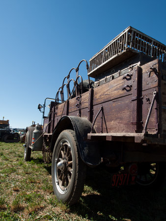 Old car on the display at the Yesteryear Farm Show in Longmont, Colorado.のeditorial素材