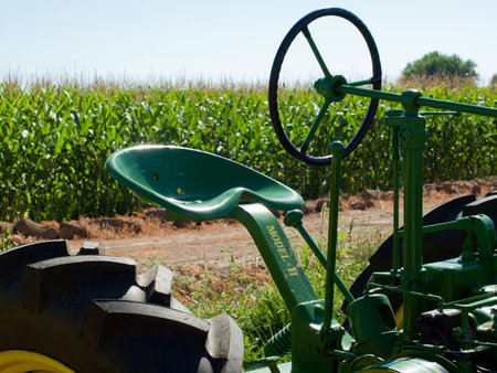 Old farm equipment on the display at the Yesteryear Farm Show in Longmont, Colorado.