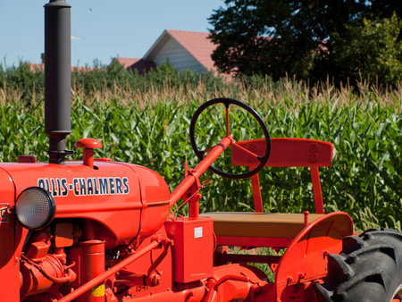 Old farm equipment on the display at the Yesteryear Farm Show in Longmont, Colorado.