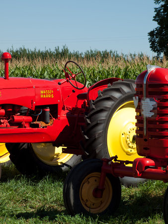 Old farm equipment on the display at the Yesteryear Farm Show in Longmont, Colorado.