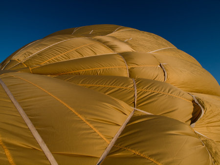 Hot air balloons in a field during a festival in Loveland, Colorado.のeditorial素材
