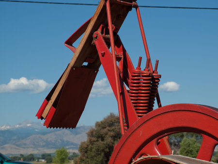 Old farm equipment on the display at the Yesteryear Farm Show in Longmont, Colorado.のeditorial素材