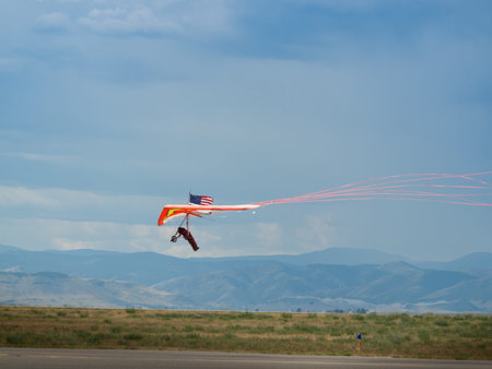 Dan Buchanan Hang Glider demonstration at the Rocky Mountain Airshow in Broomfield, Colorado.
