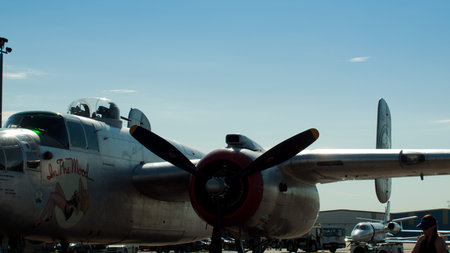 North American B-25J Mitchell s/n 44-29199, In The Mood, N9117Z (NL9117Z), nose art, 2011 Colorado Sport International Air Show, Rocky Mountain Metropolitan Airport.のeditorial素材