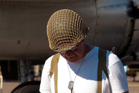 WWII reenactors at the Rocky Mountain Airshow in Broomfield, Colorado.のeditorial素材