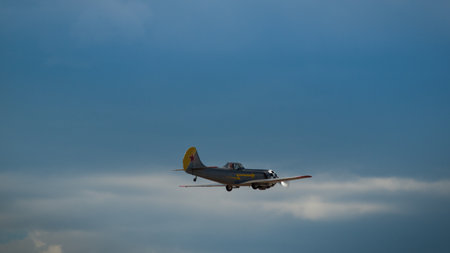 Vintage airplane at the Rocky Mountain Airshow in Broomfield, Colorado.のeditorial素材