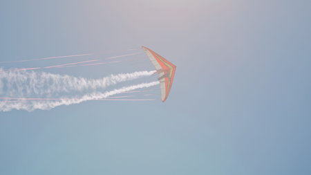 Dan Buchanan Hang Glider demonstration at the Rocky Mountain Airshow in Broomfield, Colorado.のeditorial素材