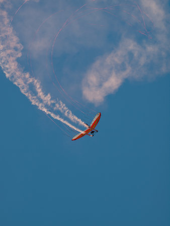 Dan Buchanan Hang Glider demonstration at the Rocky Mountain Airshow in Broomfield, Colorado.のeditorial素材