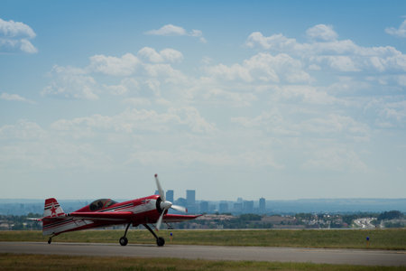 Vintage airplane at the Rocky Mountain Airshow in Broomfield, Colorado.のeditorial素材