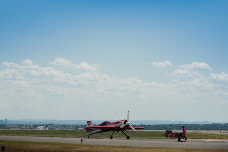 Vintage airplane at the Rocky Mountain Airshow in Broomfield, Colorado.のeditorial素材