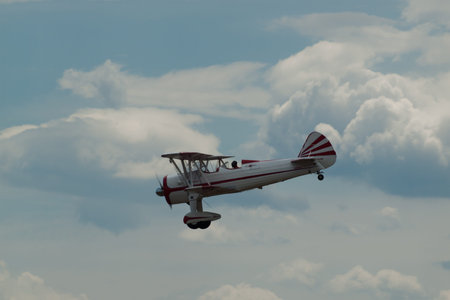 Vintage 1942 PT-17 Stearman at the Rocky Mountain Airshow in Broomfield, Colorado.