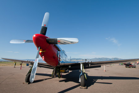 Michael Bertz North American P-51D Mustang s/n 45-11636, "Stang Evil", N11636, Rocky Mountain Metropolitan Airport, Broomfield, Colorado.のeditorial素材