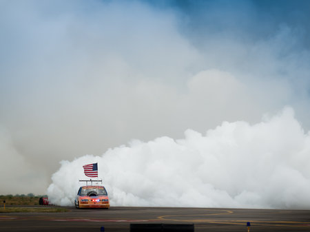 Flash fire jet truck at the Rocky Mountain Airshow in Broomfield, Colorado.のeditorial素材
