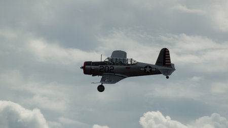 Vintage airplane at the Rocky Mountain Airshow in Broomfield, Colorado.のeditorial素材