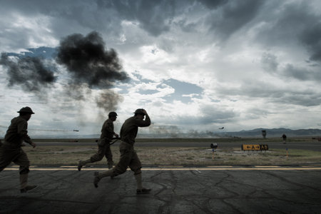 Reenactment of attack on Pearl Harbor at the Rocky Mountain Airshow in Broomfield, Colorado.のeditorial素材