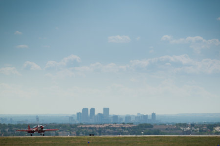 Vintage airplane at the Rocky Mountain Airshow in Broomfield, Colorado.のeditorial素材