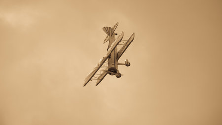 Vintage 1942 PT-17 Stearman at the Rocky Mountain Airshow in Broomfield, Colorado.のeditorial素材