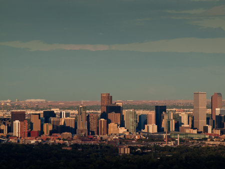 A view of downtown  Denver right before sunset.のeditorial素材