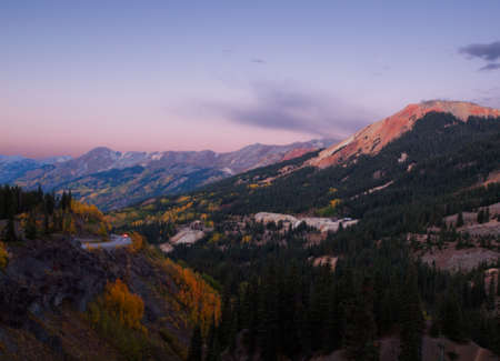 Red mountain and Yankee Girl Mine near Ouray, Colorado.の写真素材