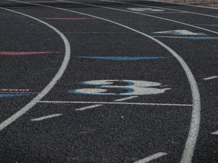 Running tracks at the high school.の写真素材