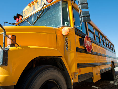 School buses parked near the high school.