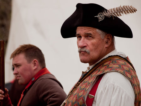 Reenactment of the Revolutionary War at the Four Mile Historic Park.  Denver, Colorado.のeditorial素材
