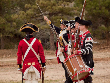Reenactment of the Revolutionary War at the Four Mile Historic Park.  Denver, Colorado.のeditorial素材