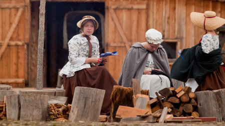 Reenactment of the Revolutionary War at the Four Mile Historic Park.  Denver, Colorado.のeditorial素材