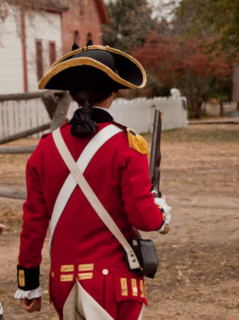 Reenactment of the Revolutionary War at the Four Mile Historic Park.  Denver, Colorado.のeditorial素材