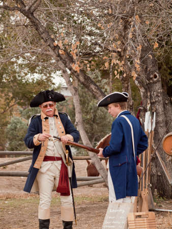 Reenactment of the Revolutionary War at the Four Mile Historic Park.  Denver, Colorado.のeditorial素材