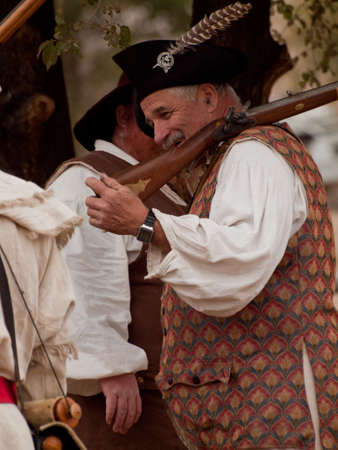 Reenactment of the Revolutionary War at the Four Mile Historic Park.  Denver, Colorado.のeditorial素材