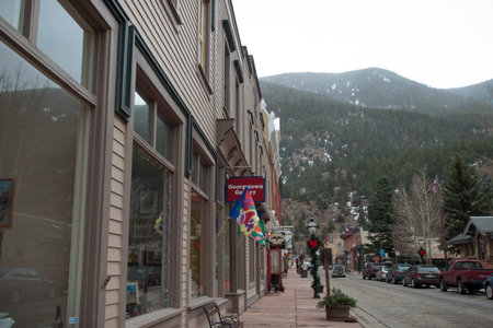 Winter on Main Street of Georgetown, Colorado.のeditorial素材