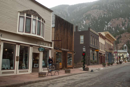 Winter on Main Street of Georgetown, Colorado.のeditorial素材